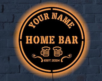 Personalized Home Bar LED Sign: Custom Man Cave Decor