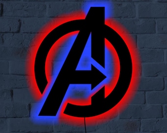 Avengers LED Sign – Custom Light-Up Avengers Wall Art for Game Room Decor – Boy&#39;s Room Decor