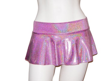 7 Colors Holographic Micro MIni Skirt,  Shiny Sparkles Halloween Rave Roller Derby Barbie Short Sexy Booty