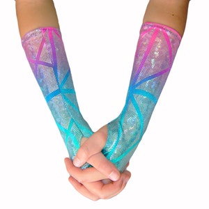 9 Colors Children&#39;s Shiny Holographic Thumb hole gloves mermaid sparkle rock star stocking stuffer Christmas gift Hanukkah Kwanza dance