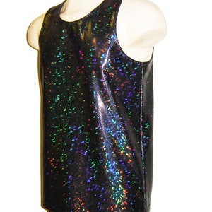 Men's Holographic Neon Rainbow Sparkle Tank Top Singlet Unicorn Burningman Tie Dye Shiny Lame Pride Rave EDC Festival New Years Christmas image 7