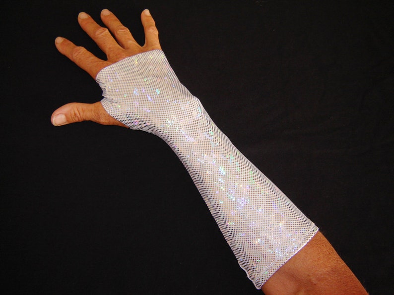 Holographic Thumb Hole Gloves Sparkly Arm Warmers Rave Etsy