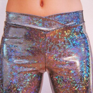 Rock Star Holographic Flare Disco Pants, Halloween, Sparkle Shine Hologram Silver Black Gold Men's Women's Barbie Hippy Dance Burningman image 4