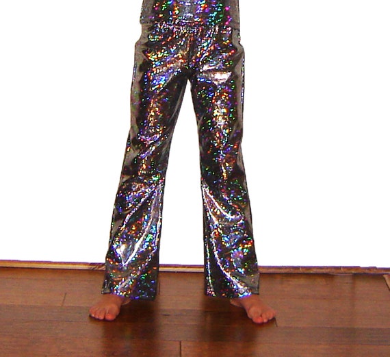7 Colors Kids Holographic Shiny Sparkle Pants Flare Leggings Super