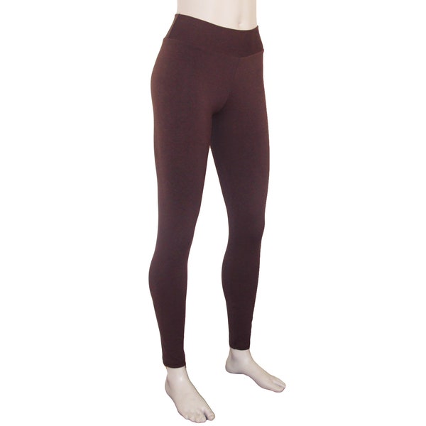 Bamboo and Organic Cotton Leggings Thick High Quality Dark Brown for Women and Men Tights Eco Friendly Stretch Pants