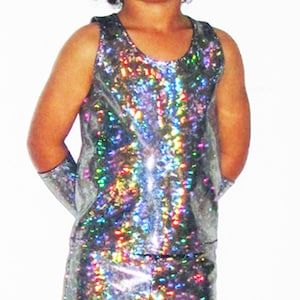 7 Colors- Children&#39;s Tank Top - Shiny Holographic Glitter Sparkle Party Shirt Singlet Superhero Costume Disco