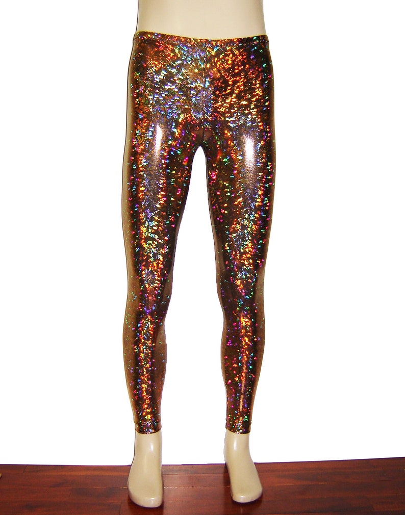 Leggings scintillants holographiques argentés Burning man Halloween Metallic Festival Pantalon brillant Stretch Dance Femmes Hommes Nouvel An Mardi Gras image 4