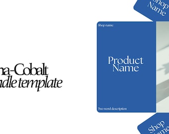Etsy Shop Branding Kit Bundle Canva Template | Hana Cobalt Blue Japandi Listing & Banner Set