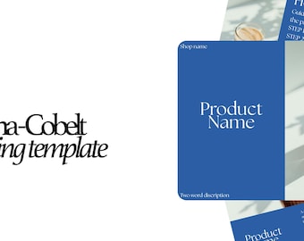 Canva Etsy Listing Mockup Template | Hana-Cobalt Blue Japandi Design | Editable Etsy Shop Branding Kit