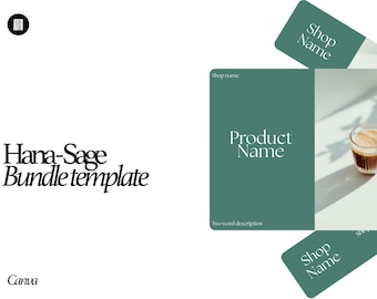 Etsy Shop Branding Kit Bundle Canva Template | Green Japandi Listing & Banner Set | Business Kit