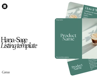 Canva Etsy Listing Mockup Template | Sage Green Japandi Design | Editable Etsy Shop Branding Kit