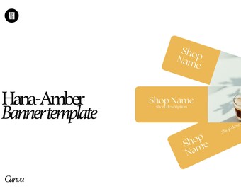 Canva Etsy Shop Banner Template | Hana Amber Gold Japandi Cover Design | Editable Website