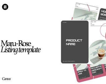 Editable Canva Etsy Listing Template | Rose Pink Japandi Design | Digital Shop Branding Kit