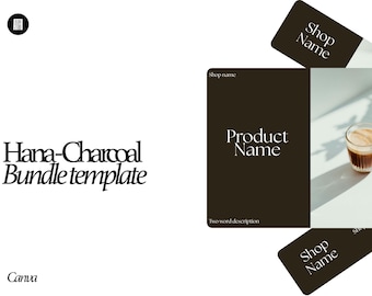Etsy Shop Branding Kit Bundle Canva Template | Charcoal Black Japandi Banner Set | Business Kit