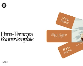 Canva Etsy Shop Banner Template | Hana Terracotta Clay Japandi Cover Design | Mobile Header Kit