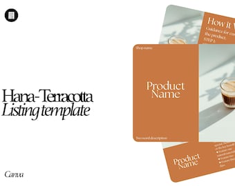 Canva Etsy Listing Template | Hana Terracotta Japandi Design | Editable Etsy Shop Branding Kit