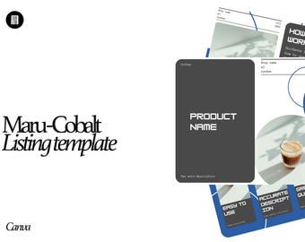 Editable Canva Etsy Listing Template | Cobalt Blue Japandi Design | Digital Shop Branding Kit