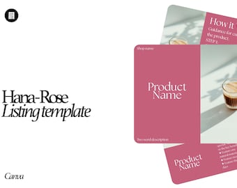 Canva Etsy Listing Mockup Template | Hana Rose Pink Japandi Design | Etsy Shop Branding Kit