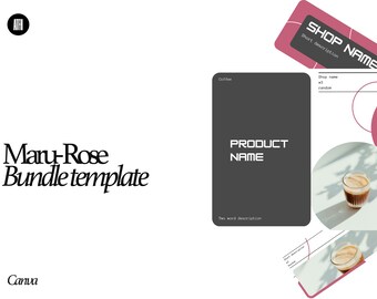Etsy Shop Branding Bundle Canva Template | Maru Rose Pink Japandi Listing Banner Set