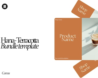 Etsy Shop Branding Kit Bundle Canva Template | Hana Terracotta Clay Japandi Listing & Banner Set