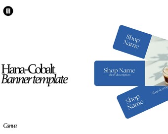 Canva Etsy Shop Banner Template | Hana Cobalt Blue Japandi Design | Website & Mobile Header Kit