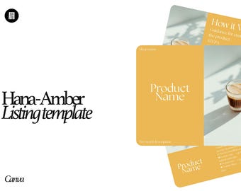 Canva Etsy Listing Mockup Template | Hana-Amber Gold Japandi Design | Editable Etsy Shop Branding Kit