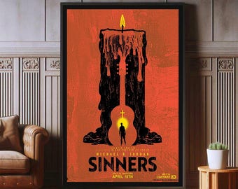 Sinners Film Poster, High Quality Canvas Print, Popular Poster Prints for Wall Aesthetic Decor, A1,A2,A3,A4,A5,27X40''