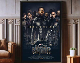 2018 Black Panther Movie Poster, High Quality Canvas Print, Marvel Popular Poster Prints for Wall Aesthetic Decor, A1,A2,A3,A4,A5,27X40