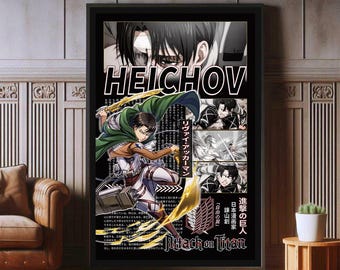Poster anime di Levi Ackerman, stampa su tela di alta qualità, poster di serie TV anime giapponesi, decorazione estetica da parete, poster di Attack on Titan