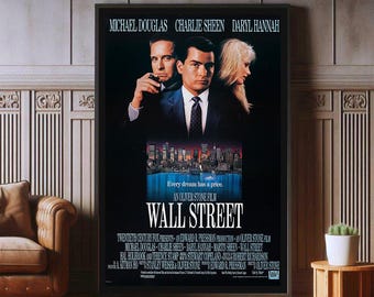 Poster del film Wall Street, stampa su tela di alta qualità, stampe di poster popolari per decorazioni estetiche da parete, formato A1, A2, A3, A4, A5, 27X40