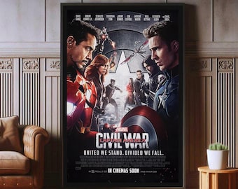 Pôster do filme Capitão América: Guerra Civil, Impressão em Tela de Alta Qualidade, Pôsteres Populares para Decoração de Parede, Tamanhos A1, A2, A3, A4, A5, 27x40