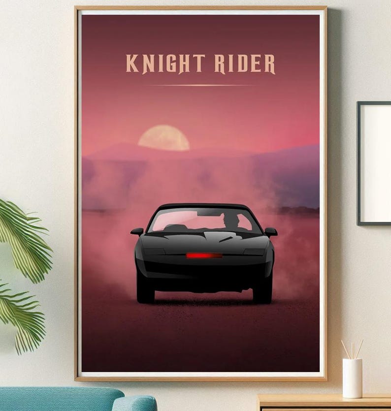 Knight Rider Driving 1982 Knight Rider Film Poster, High Quality Canvas Print, Popular ...
