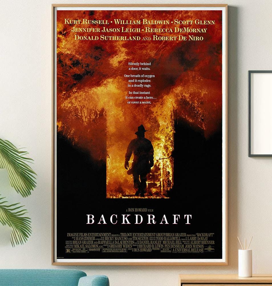 バックドラフト（1991）映画ポスター、高品質キャンバスプリント、壁面