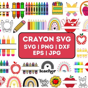 Crayon Split Monogram Svg, Crayon svg, Teacher Svg, Crayon Wrapper Svg, Crayon Set Svg, Crayon Wrapper Cut File, Crayon Cut File