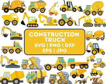 Construction Svg, Trucks Svg Files, Excavator Svg, Dump Truck Svg, Construction Clipart, Cricut Excavator, Cricut Construction, Silhouette
