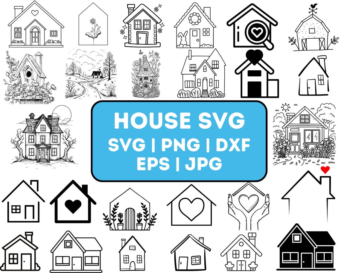 House SVG Bundle: Home Clipart, Vector Graphics (digital Files) - Etsy