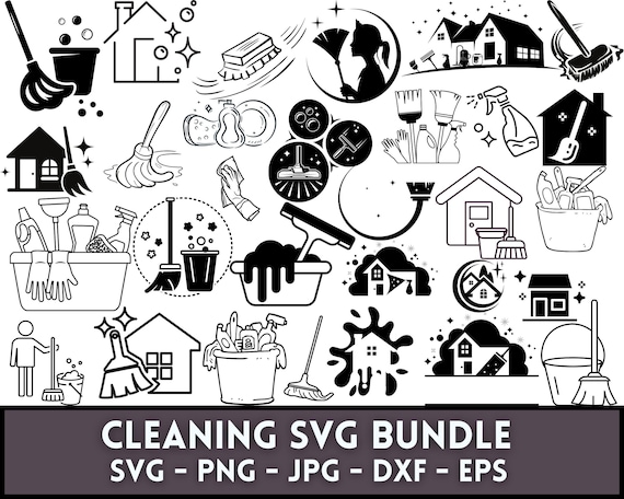 Cleaning Svg Bundle, House Cleaning Files, Cleaning Service Svg, Vector Files, Cleaning Png, Cleaning Clipart, Instant Download