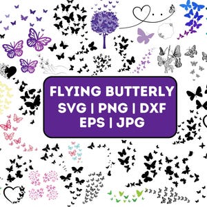 Flying Butterflies Svg bundle, Butterfly Svg, Butterfly Design Layout, Butterfly Swarm svg, Butterfly png, Cut Files For Cricut, Silhouette