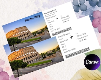 Editable Boarding Pass Template, Canva Editable Boarding Pass Surprise Trip Ticket, Airline Ticket Designs, DIY Boarding Ticket Digital