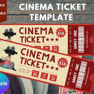 Movie Night Ticket, Movie Ticket, Movie Invitation, Surprise Movie Night, Ticket Template, Editable Ticket, Gift Ticket, Date Night Movie