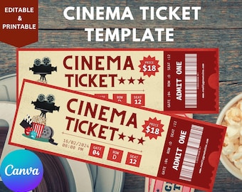 Movie Night Ticket, Movie Ticket, Movie Invitation, Surprise Movie Night, Ticket Template, Editable Ticket, Gift Ticket, Date Night Movie