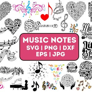 Music Notes SVG Musical Notes Clipart Music Lover Svg Files for Cricut Digital Download Cricut SIlhouette Cut File Musician Svg Music Sheets