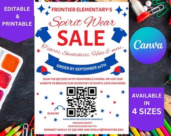 Schule Spirit Wear Sale Flyer Vorlage, bearbeitbarer Schulkleidungsverkauf Fundraiser PTA Flyer, bearbeitbarer Spirit T-Shirt Take Home Flyer, Canva