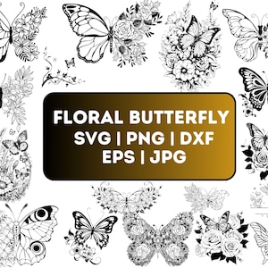 Butterfly Svg\ Floral butterfly svg\ Butterfly flower svg\ Butterfly svg file\ Floral butterfly svg\ Cutting file Cricut Silhouette