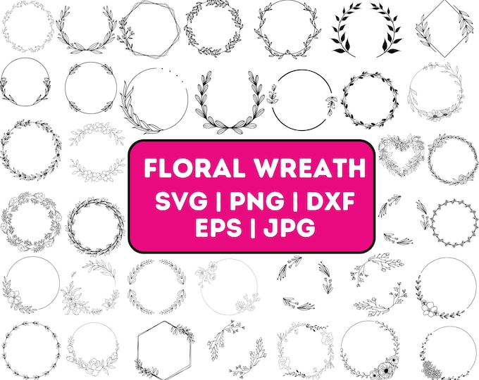 Wreath Svg Bundle, Laurel Svg, Wedding Wreath Svg, Circle Svg, Floral ...