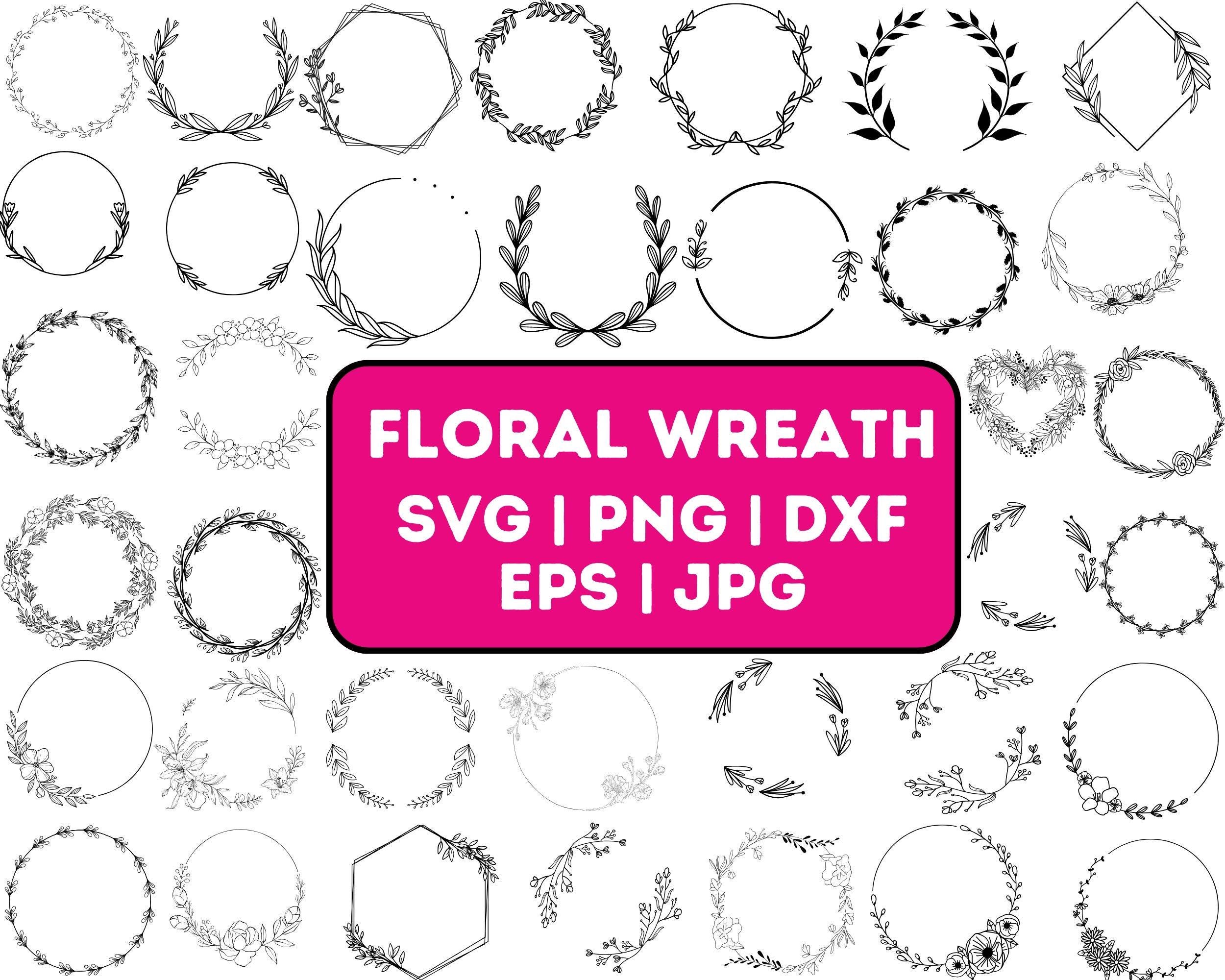 Wreath Svg Bundle, Circle Svg Bundle, Floral Wreath Svg, Heart Laurel ...