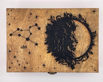 Leo Wooden Zodiac Gift Box