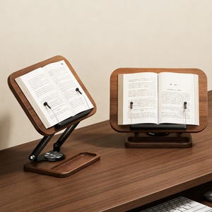 Solid Wood Book Stand, Adjustable iPad / Laptop Holder, Custom Wooden Drawing Writing Stand, Foldable Reading Rack, Gift for Book Lovers