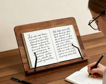Student Learning Stand, Personalized Wooden Reading Stand, Adjustable Book & Laptop Holder, Desktop Stand, Essential for Office Study
