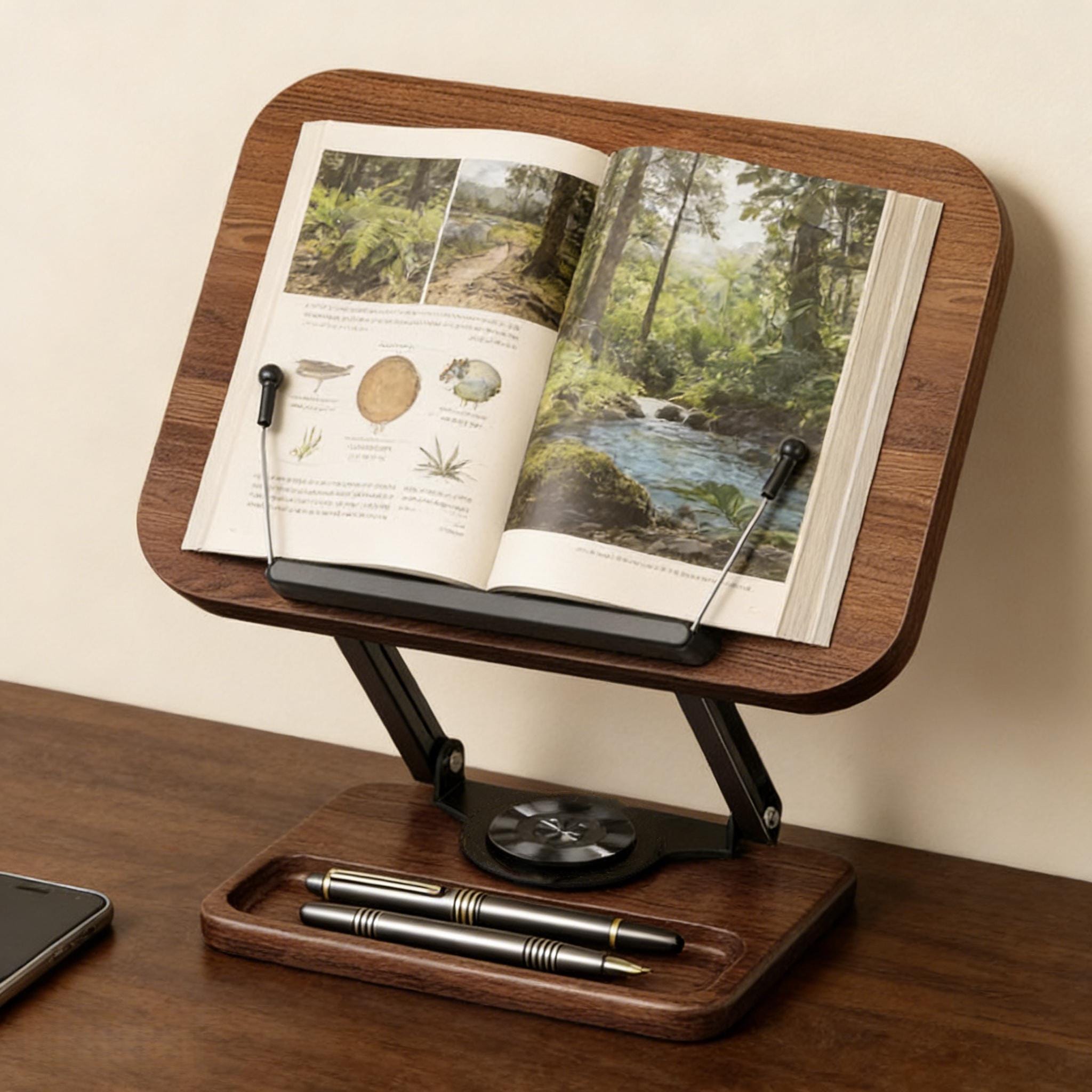 Solid Wood Book Stand, Adjustable iPad / Laptop Holder, Custom Wooden ...